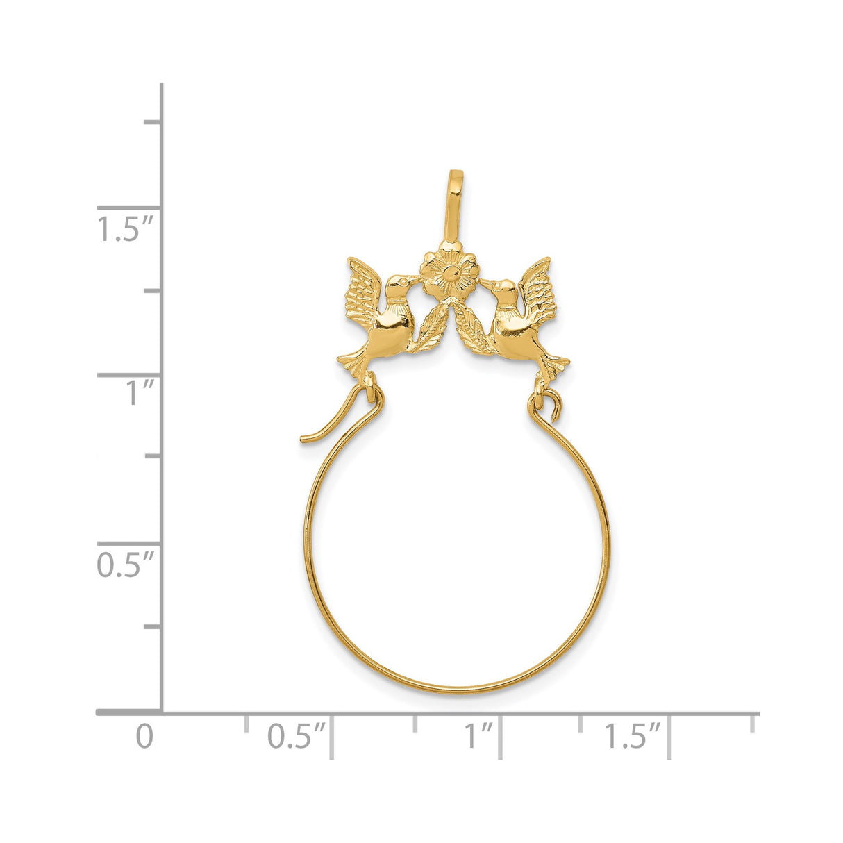 14k Yellow Gold Hummingbird Flower Pendant, Twin Birds and Floral Charm, Nature-Inspired Jewelry