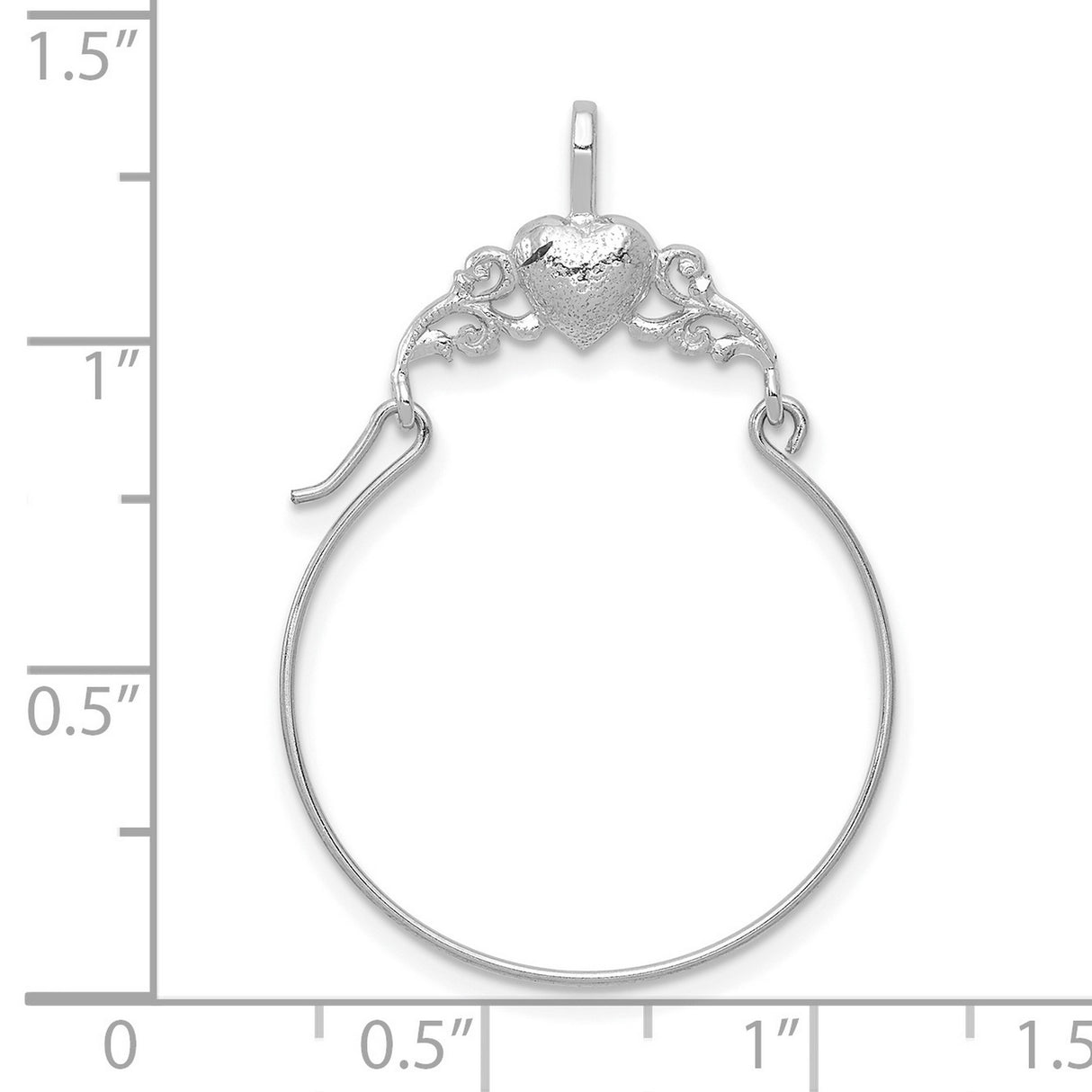 14k White Gold Heart Hoop Earrings with Textured Heart and Scrollwork Design