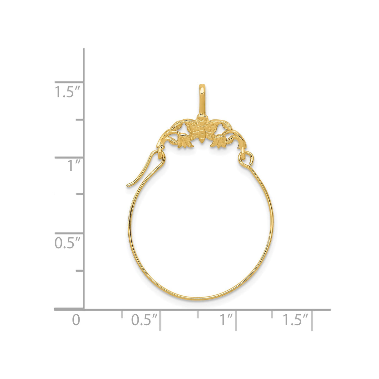 14k Yellow Gold Butterfly Floral Hoop Earrings for Women, Nature-Inspired Design