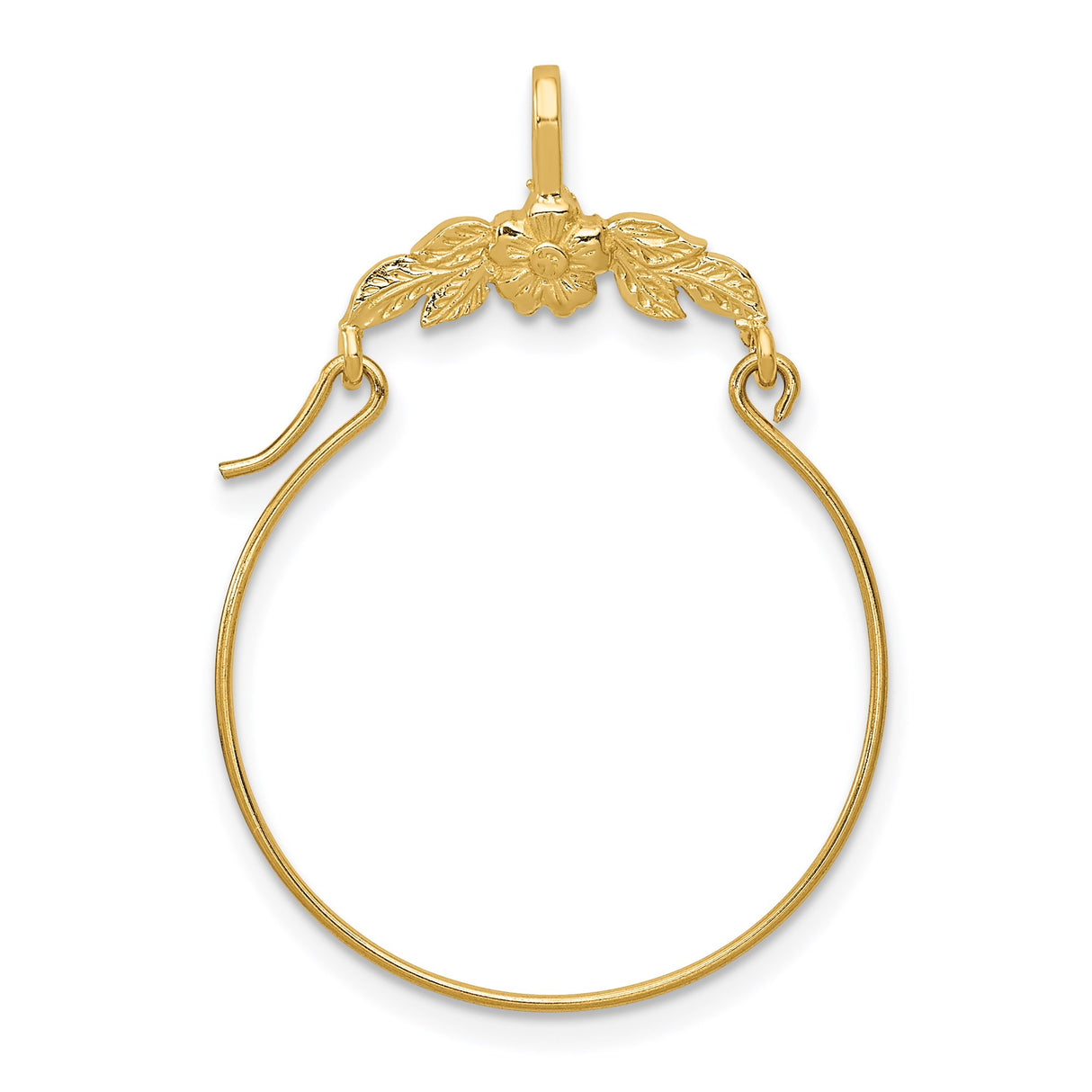 14k Yellow Gold Hoop Earrings with Floral Leaf Motif, Nature-Inspired Design for Women