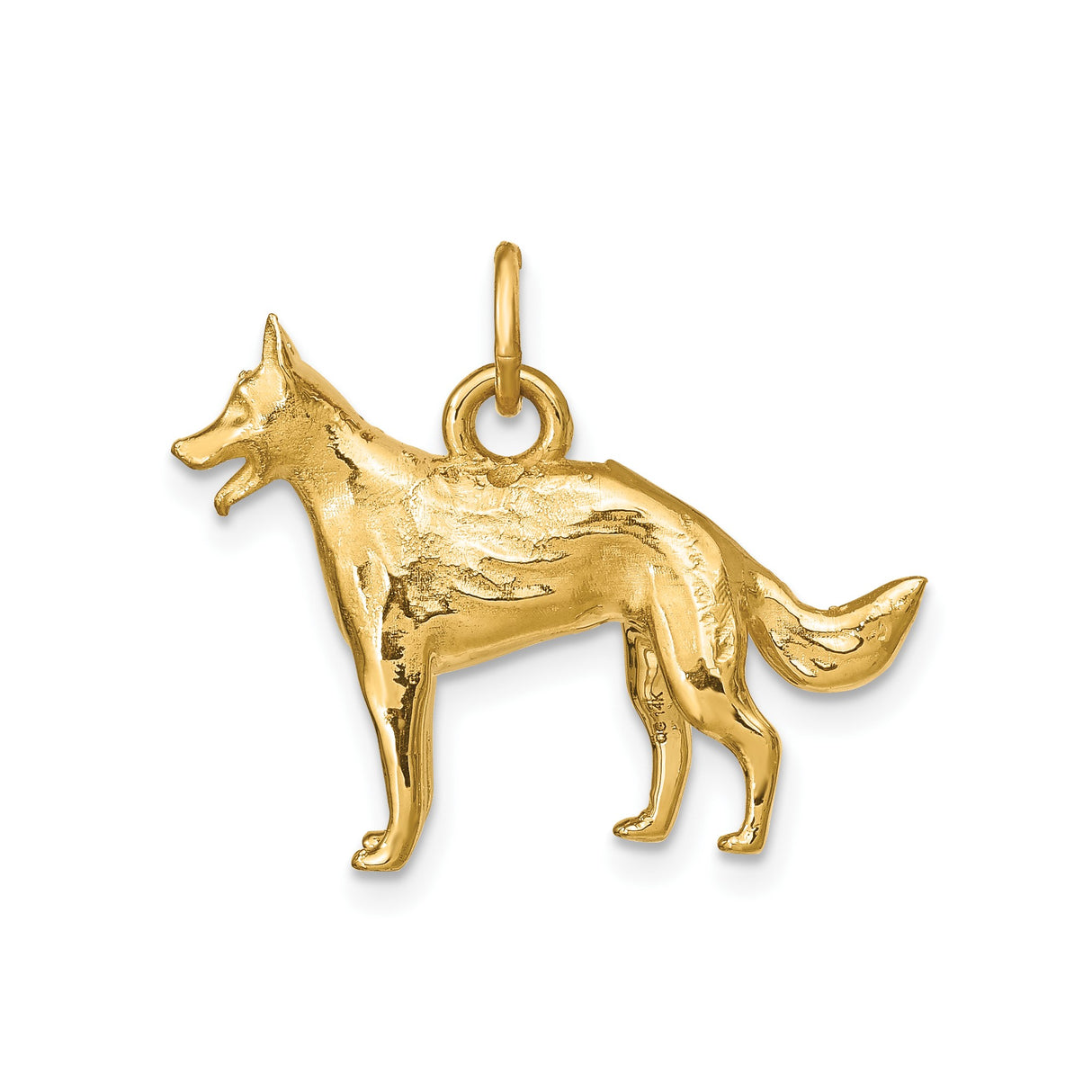 14k Yellow Gold German Shepherd Dog Pendant Charm, Symbol of Loyalty and Companionship