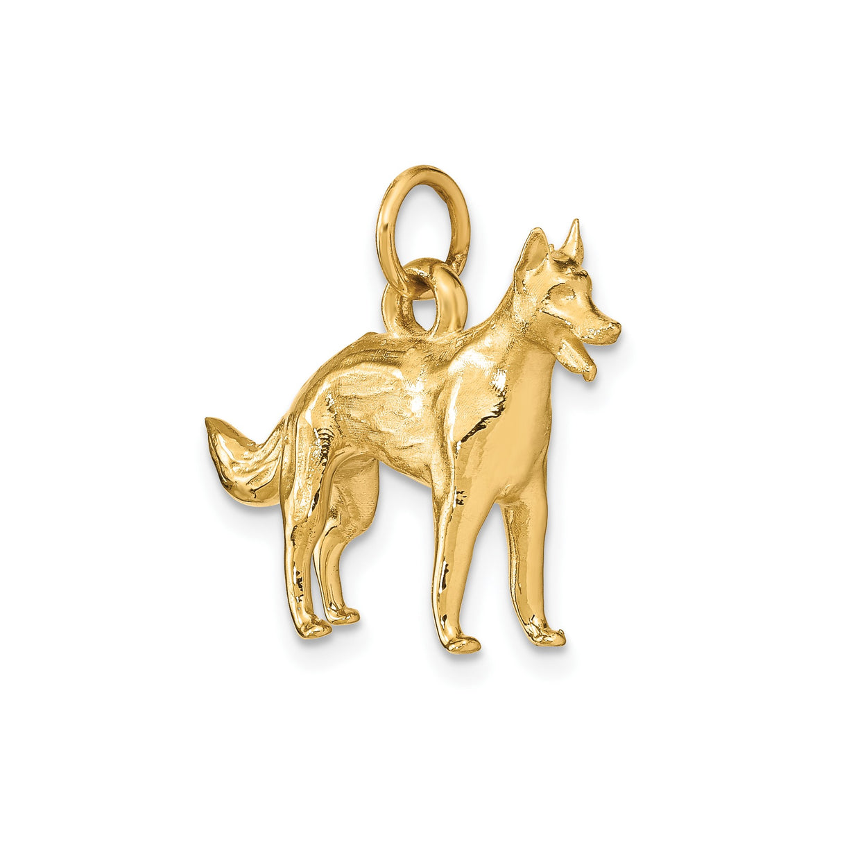 14k Yellow Gold German Shepherd Dog Pendant Charm, Symbol of Loyalty and Companionship