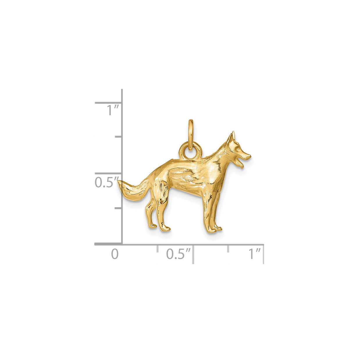14k Yellow Gold German Shepherd Dog Pendant Charm, Symbol of Loyalty and Companionship