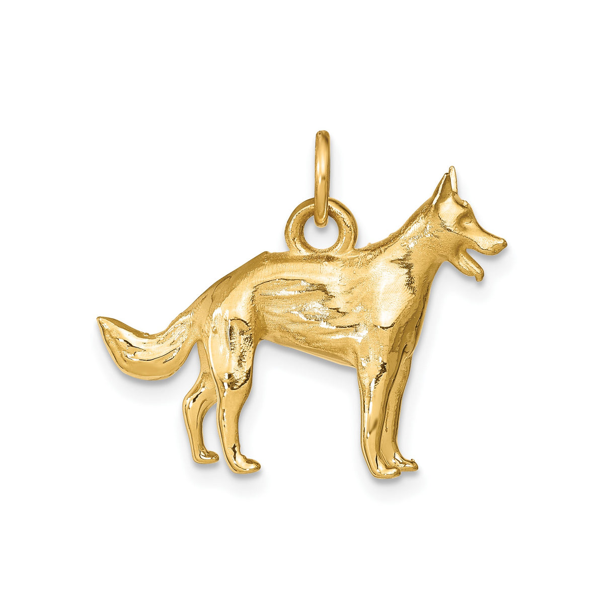 14k Yellow Gold German Shepherd Dog Pendant Charm, Symbol of Loyalty and Companionship
