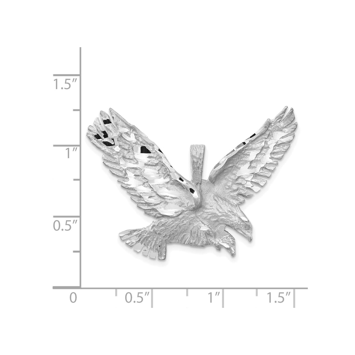 14k White Gold Eagle Pendant with Soaring Wings Design, Symbol of Freedom and Strength