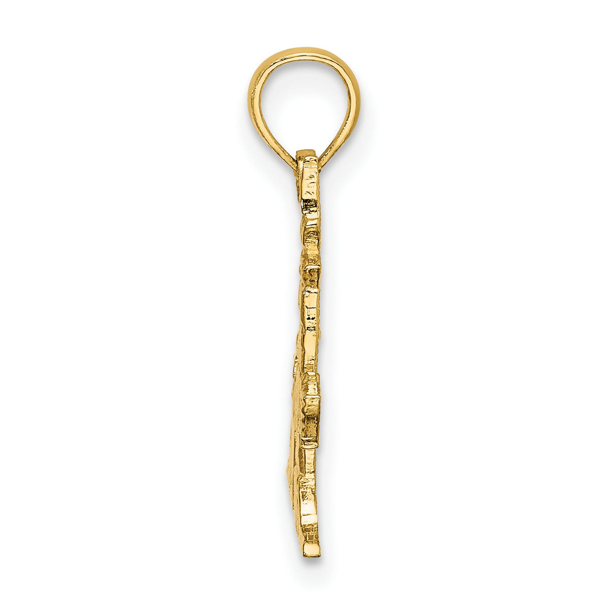 14k Yellow Gold Lighthouse Pendant with Palm Tree, House, and Flag Coastal Scene Charm