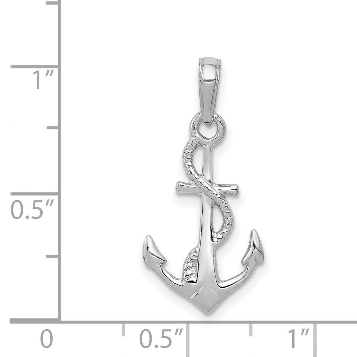 14k White Gold Anchor Pendant with Rope Design, Nautical Christian Charm for Women or Unisex Wear