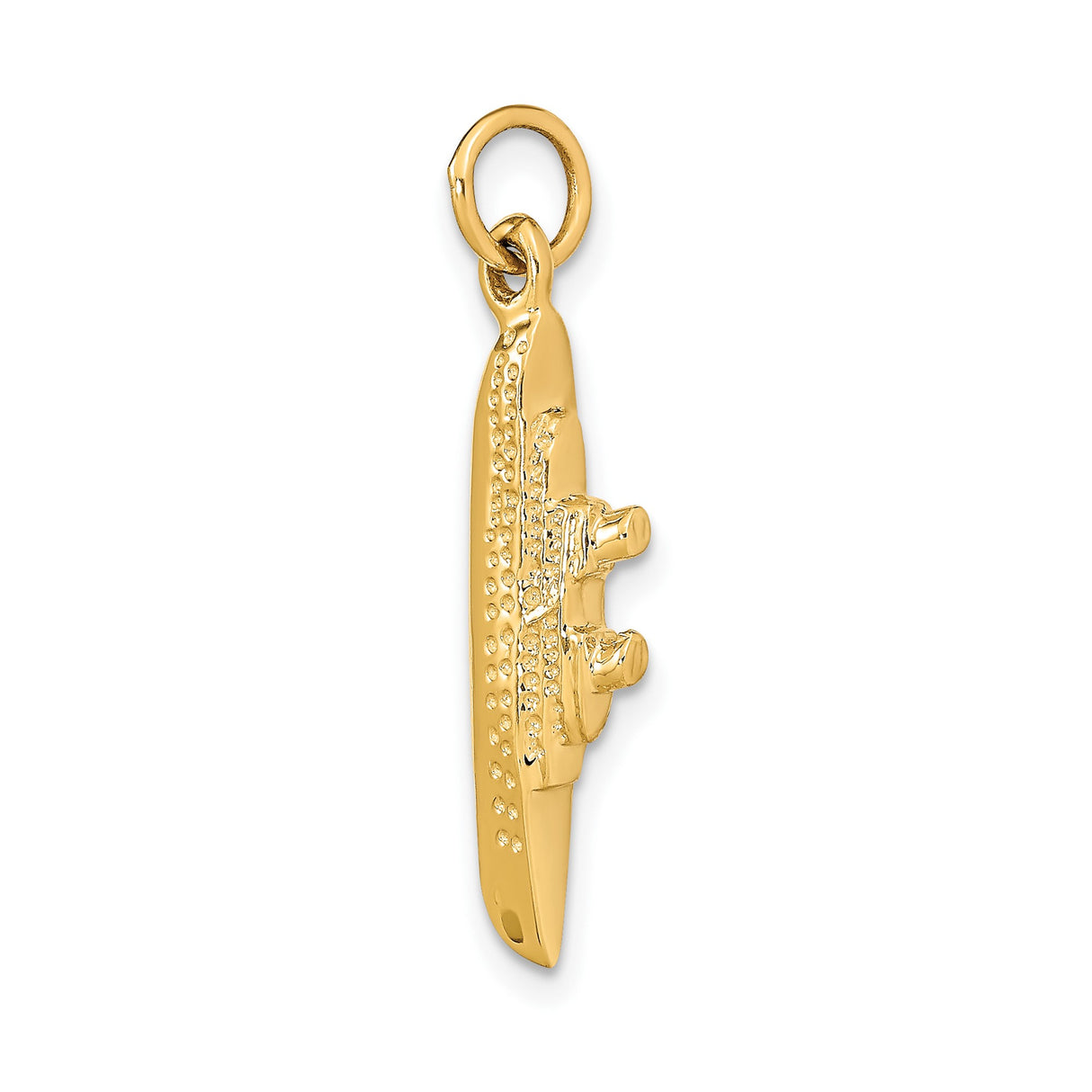 14k Yellow Gold Cruise Ship Charm Pendant with Detailed Ocean Liner Design, Nautical Theme