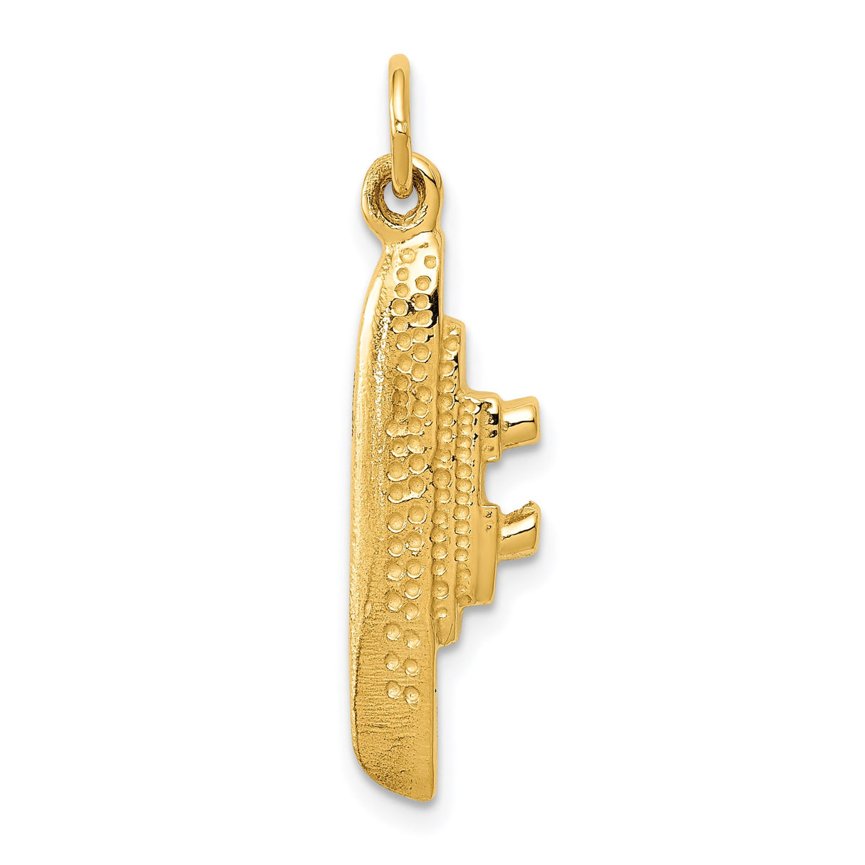 14k Yellow Gold Cruise Ship Charm Pendant with Detailed Ocean Liner Design, Nautical Theme