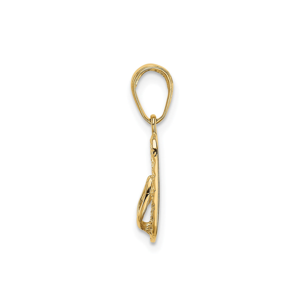 14k Yellow Gold Flip-Flop Sandal Pendant with Textured Detailing, Coastal Beachwear Charm