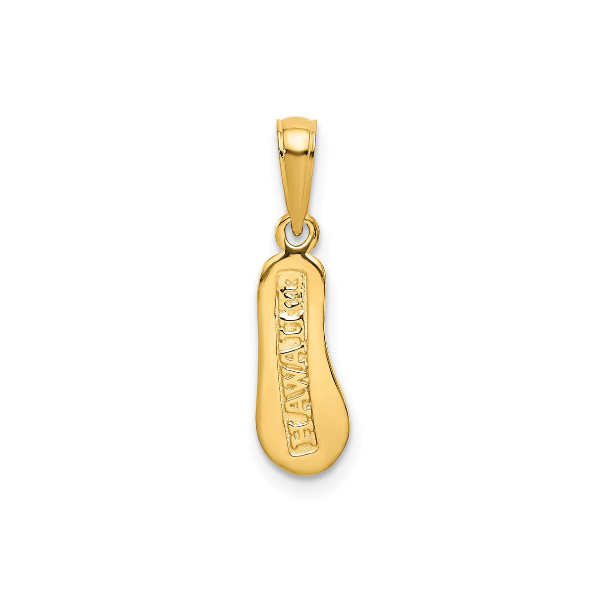 14k Yellow Gold Flip-Flop Sandal Pendant with Textured Detailing, Coastal Beachwear Charm