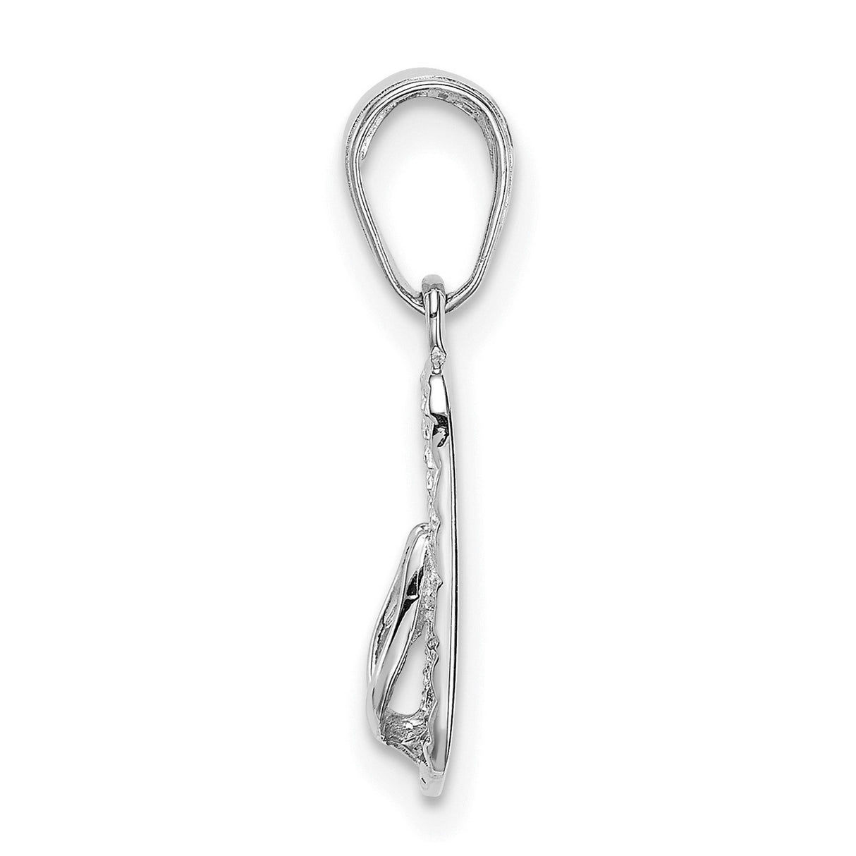 14k White Gold Flip Flop Pendant Charm with Textured Sandal Design, Summer Beach Theme Jewelry