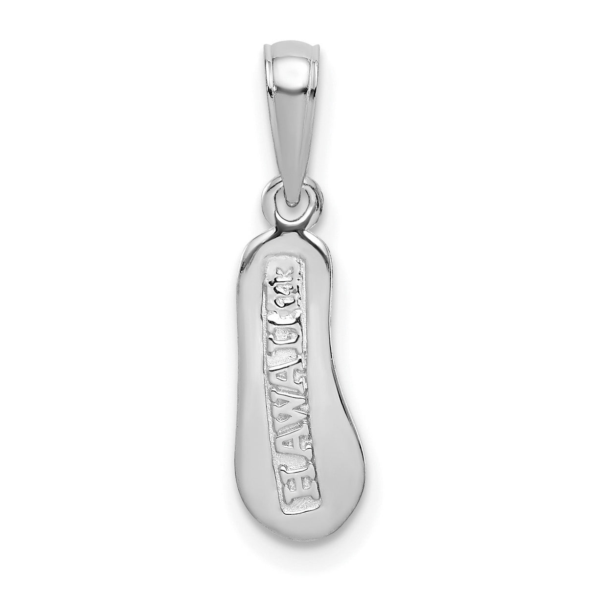 14k White Gold Flip Flop Pendant Charm with Textured Sandal Design, Summer Beach Theme Jewelry