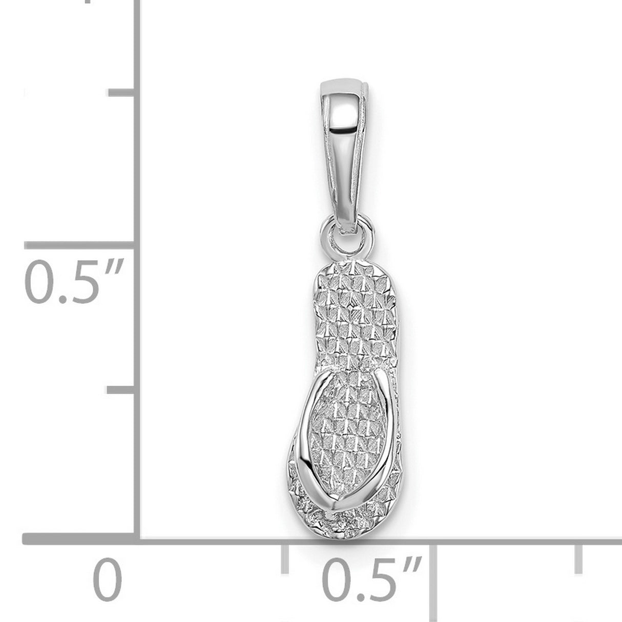 14k White Gold Flip Flop Pendant Charm with Textured Sandal Design, Summer Beach Theme Jewelry