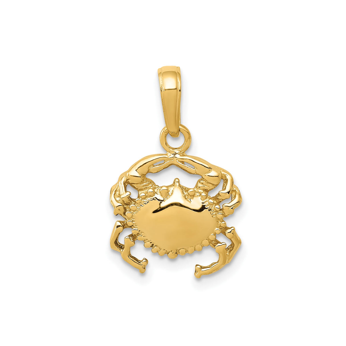14k Yellow Gold Crab Pendant, Cancer Zodiac Symbol, Nautical Astrology Charm for Women or Unisex