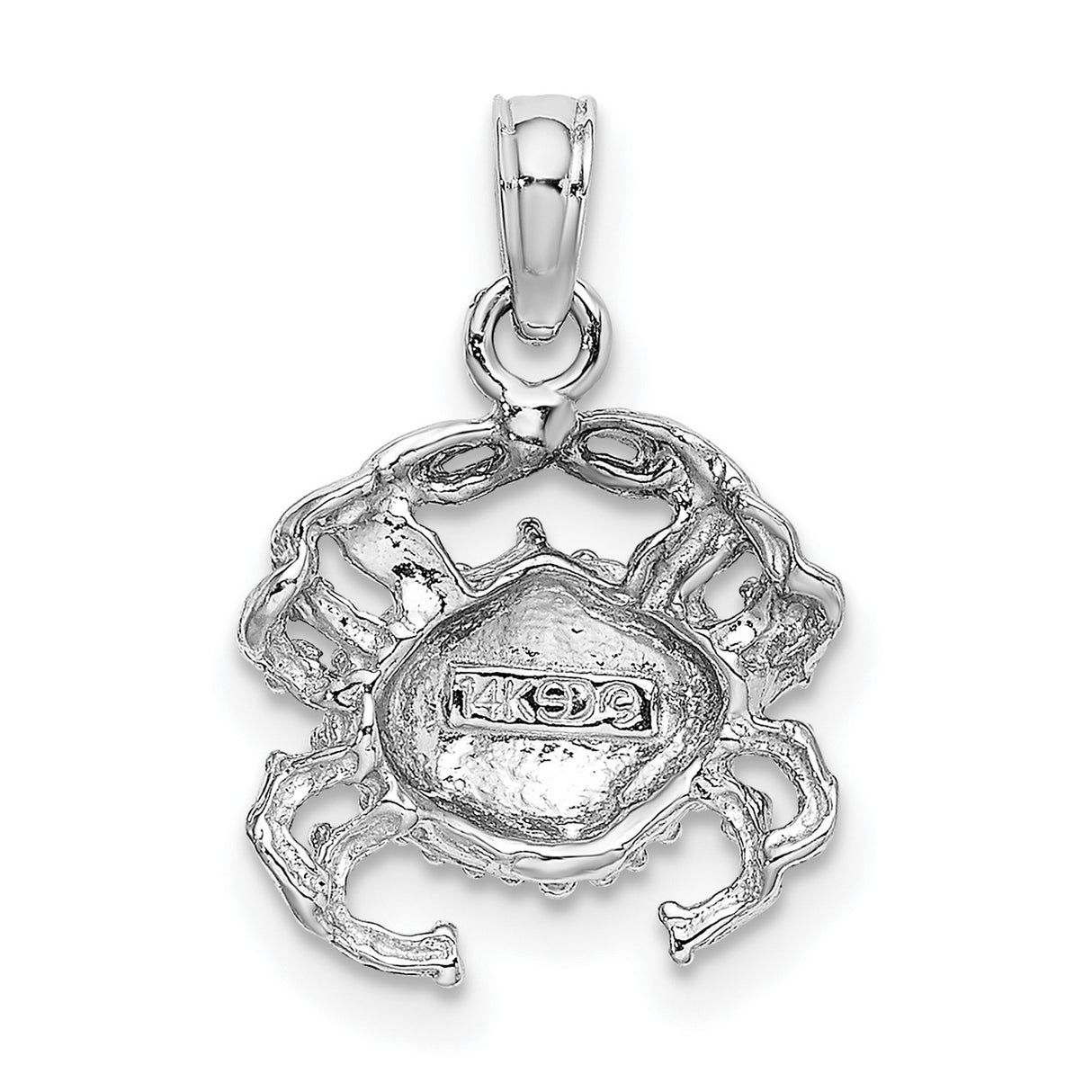 14k White Gold Crab Pendant, Cancer Zodiac Symbol, Coastal and Nautical Theme