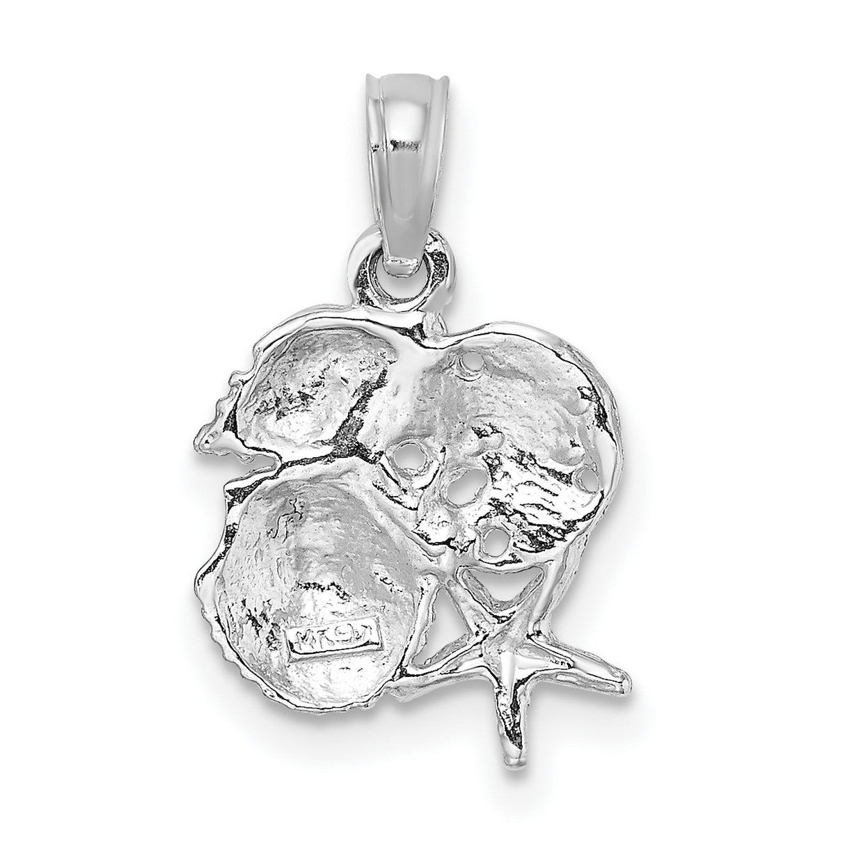 14k White Gold Beach Pendant with Sand Dollar, Starfish, Scallop and Conch Shells