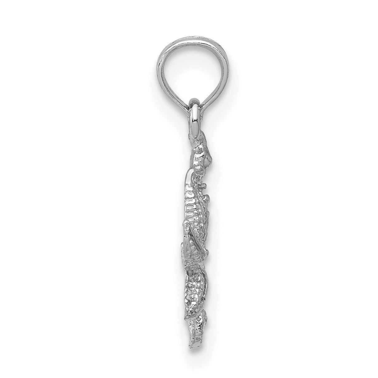14k White Gold Seahorse and Starfish Pendant, Nautical Ocean Style for Women