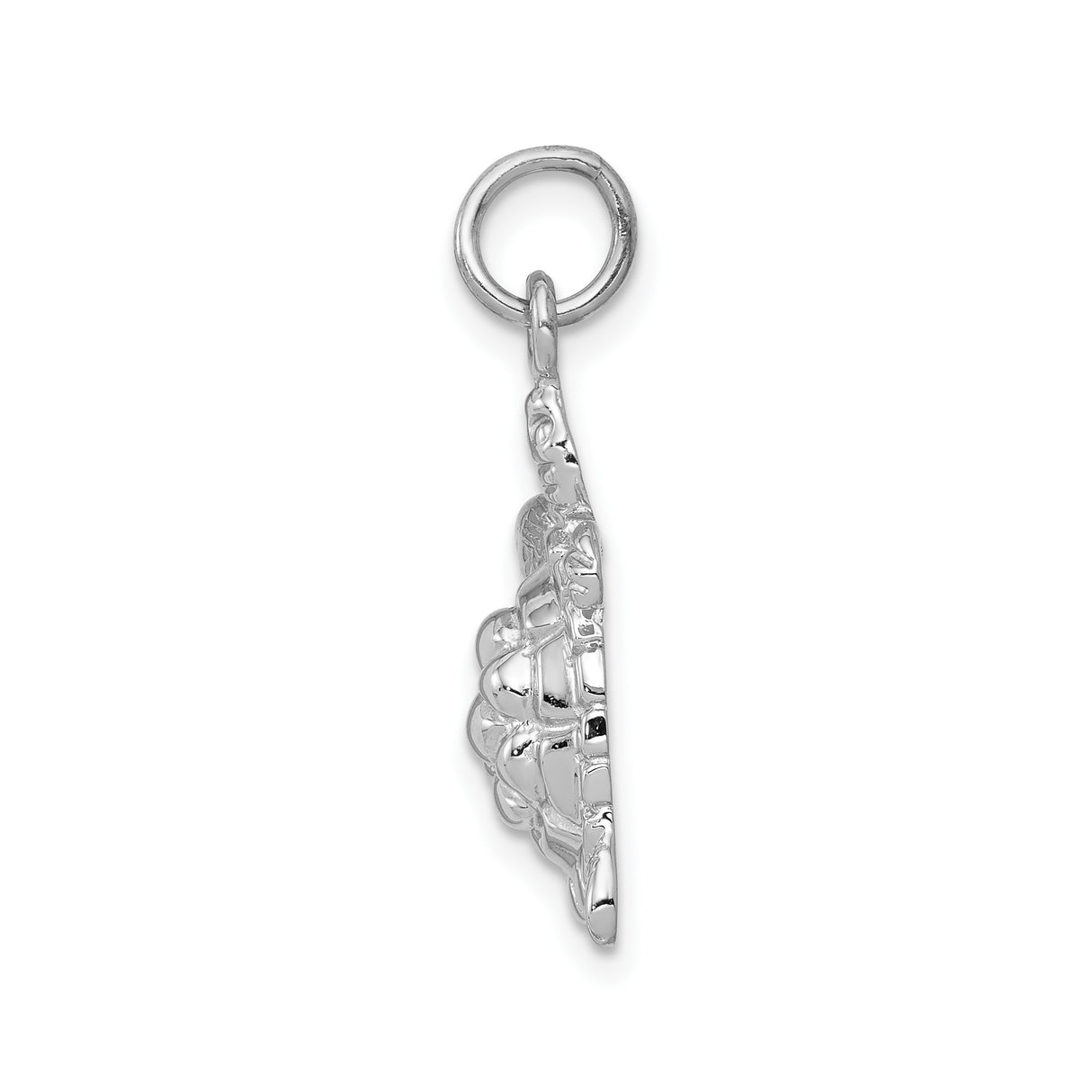 14k White Gold Turtle Pendant with Detailed Sea Turtle Design, Ocean and Coastal Nature Theme