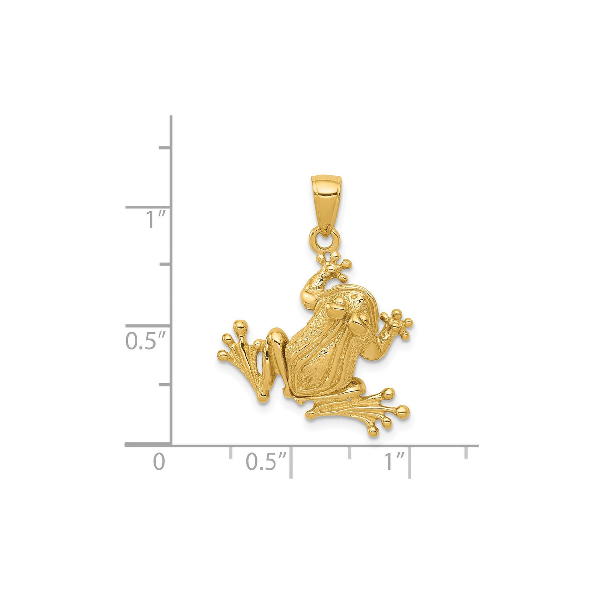 14k Yellow Gold Frog Pendant, Textured Animal Charm with Symbolic Nature-Inspired Design