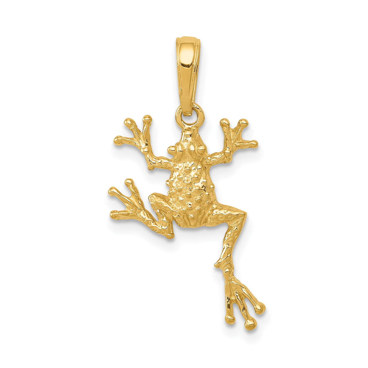 14k Yellow Gold Tree Frog Pendant, Nature Inspired Animal Totem Jewelry for Women or Unisex