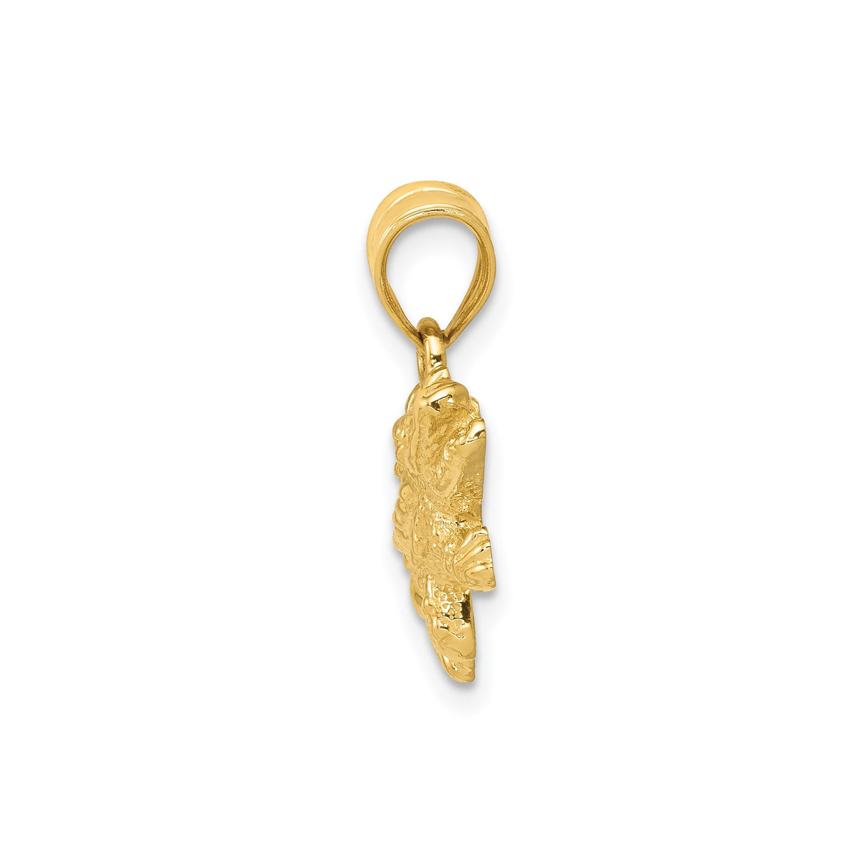 14k Yellow Gold Alligator Pendant, Solid Reptile Charm with Realistic Detail, Nature Symbol for Men