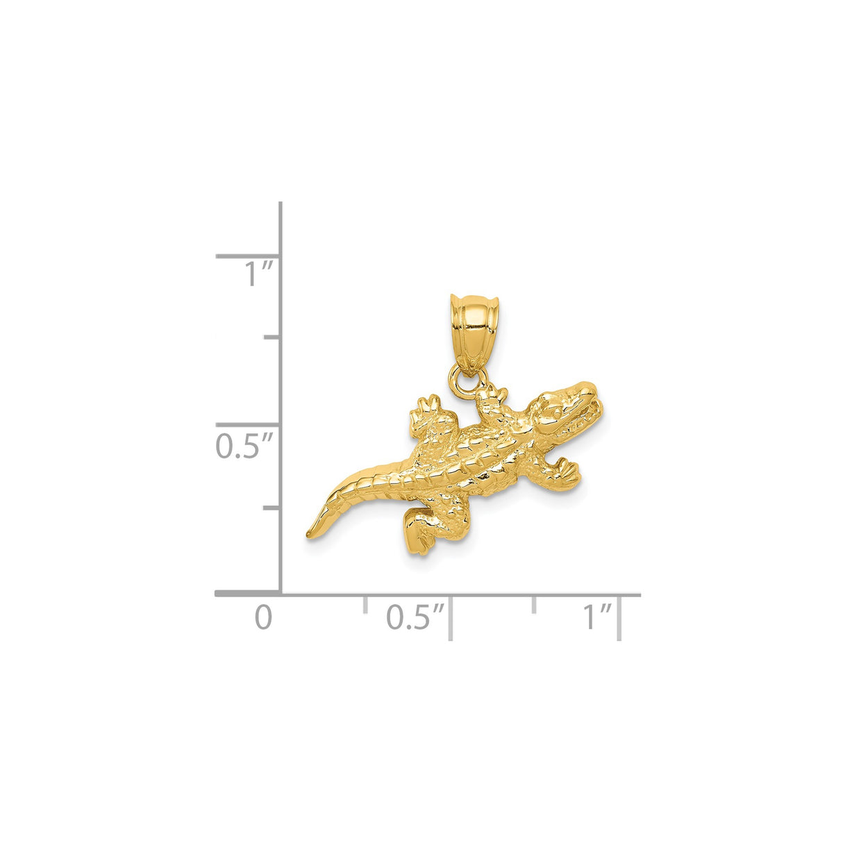 14k Yellow Gold Alligator Pendant, Solid Reptile Charm with Realistic Detail, Nature Symbol for Men