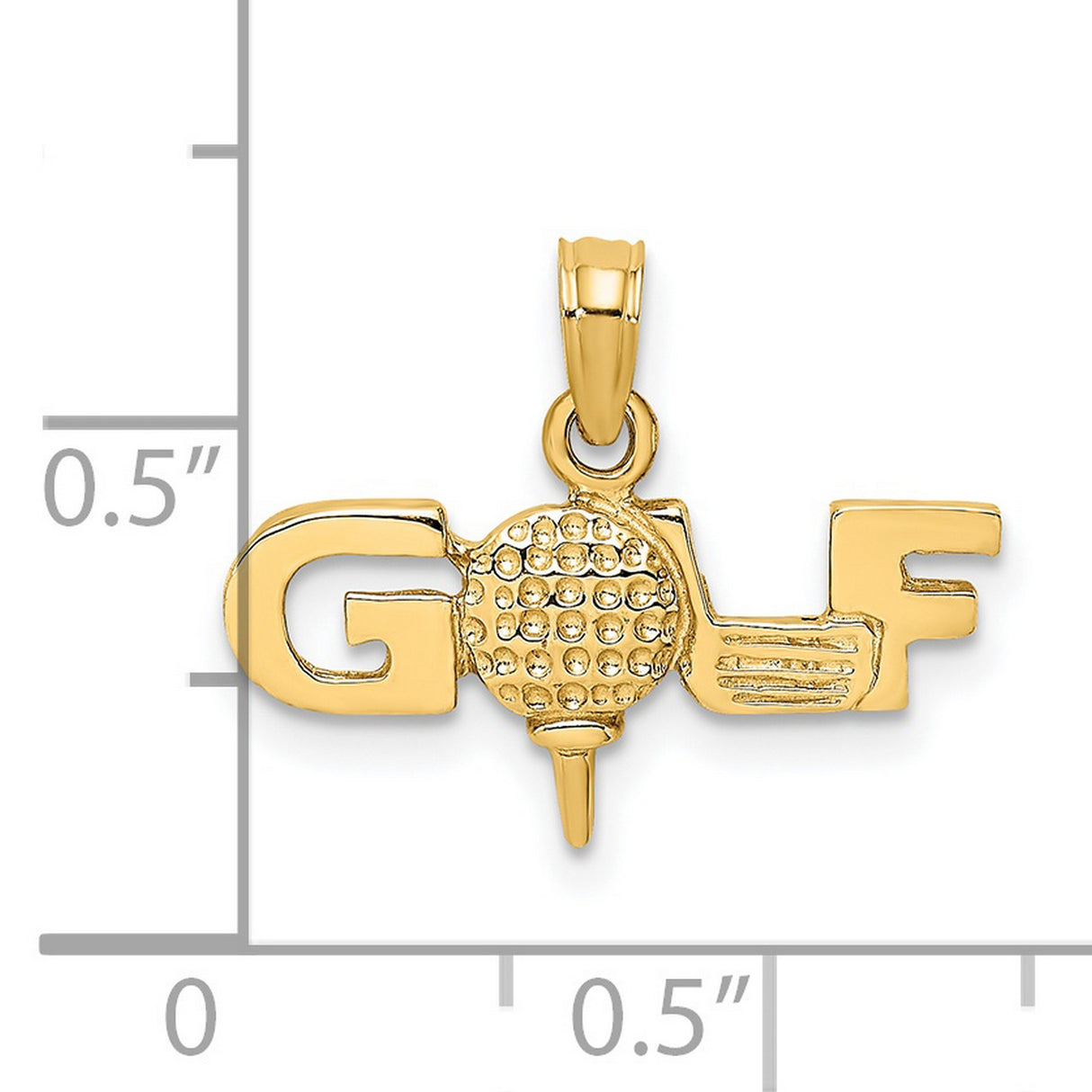 14k Yellow Gold Golf Pendant with Textured Ball and Tee Design, Unisex Sports Charm