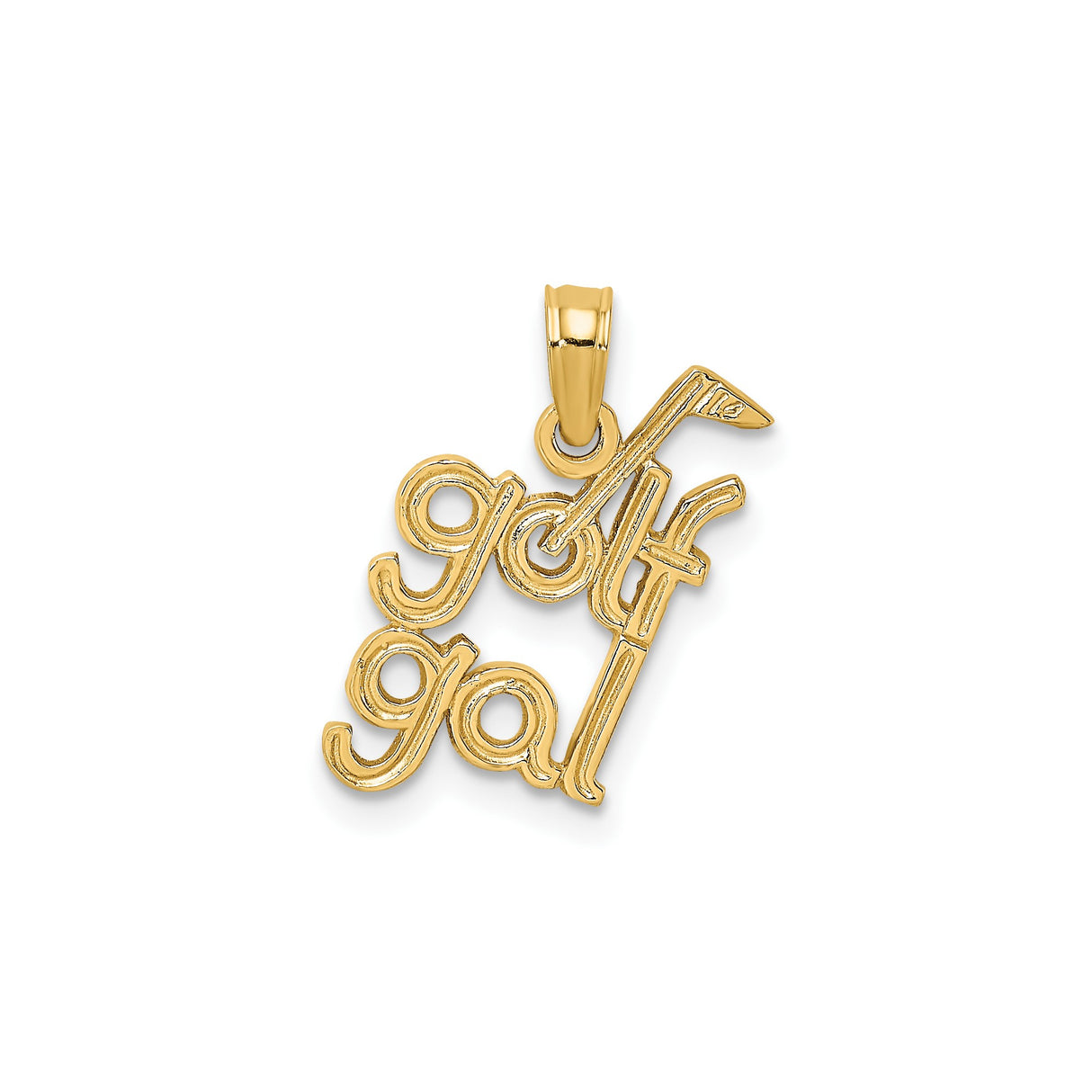 14k Yellow Gold Golf Gal Pendant with Golf Club Design, Sports Charm for Women Golfers