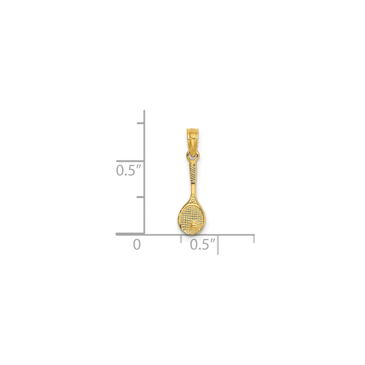 14k Yellow Gold Tennis Pendant with Racquet and Ball, Sports Charm for Women or Unisex Wear