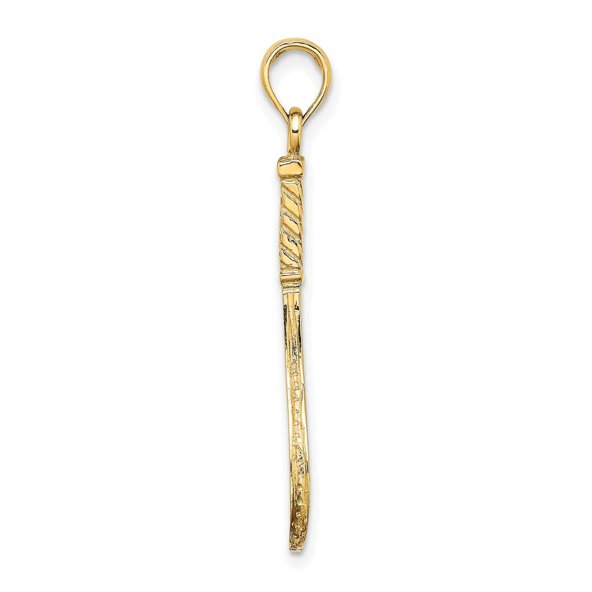 14k Yellow Gold Tennis Racket Pendant with String and Handle Detail
