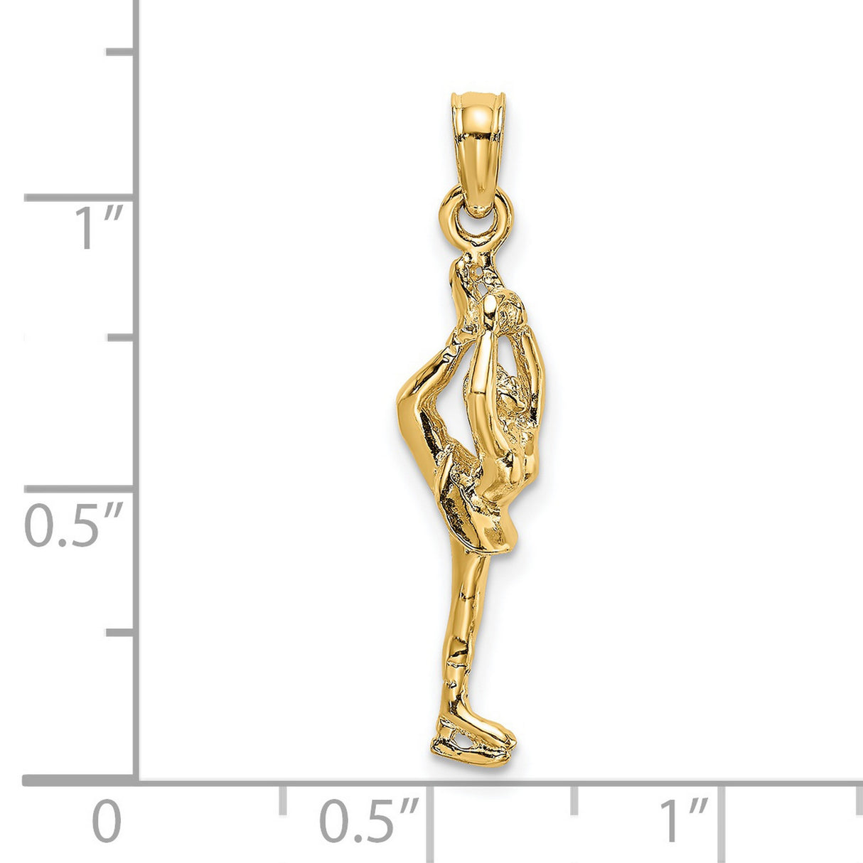 14k Yellow Gold Pendant Featuring Figure Skater in Biellmann Pose, Artistic Dance Charm