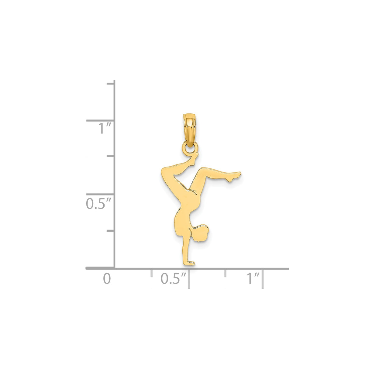 14k Yellow Gold Handstand Gymnast Pendant with Female Athlete Silhouette Design