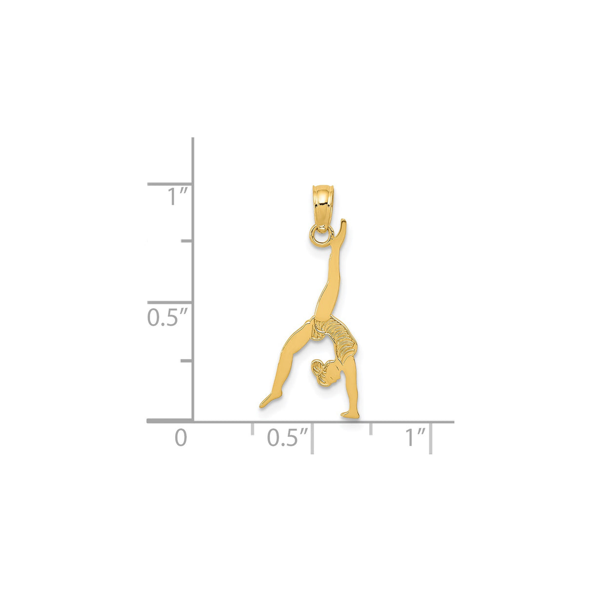 14k Yellow Gold Gymnast Pendant with Handstand Pose, Artistic Sports Charm for Women