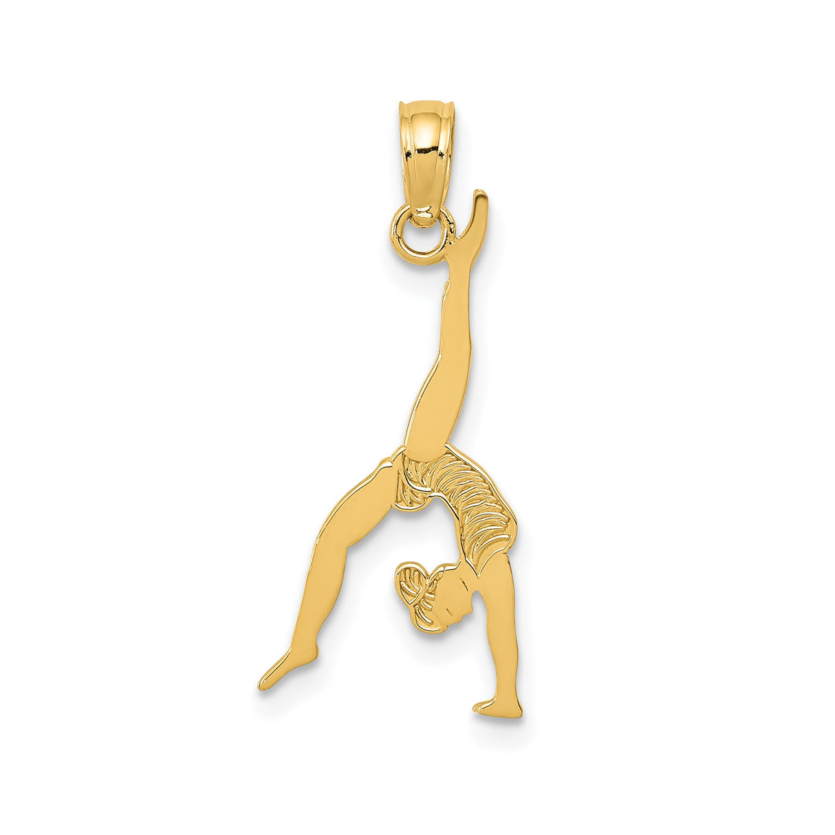 14k Yellow Gold Gymnast Pendant with Handstand Pose, Artistic Sports Charm for Women