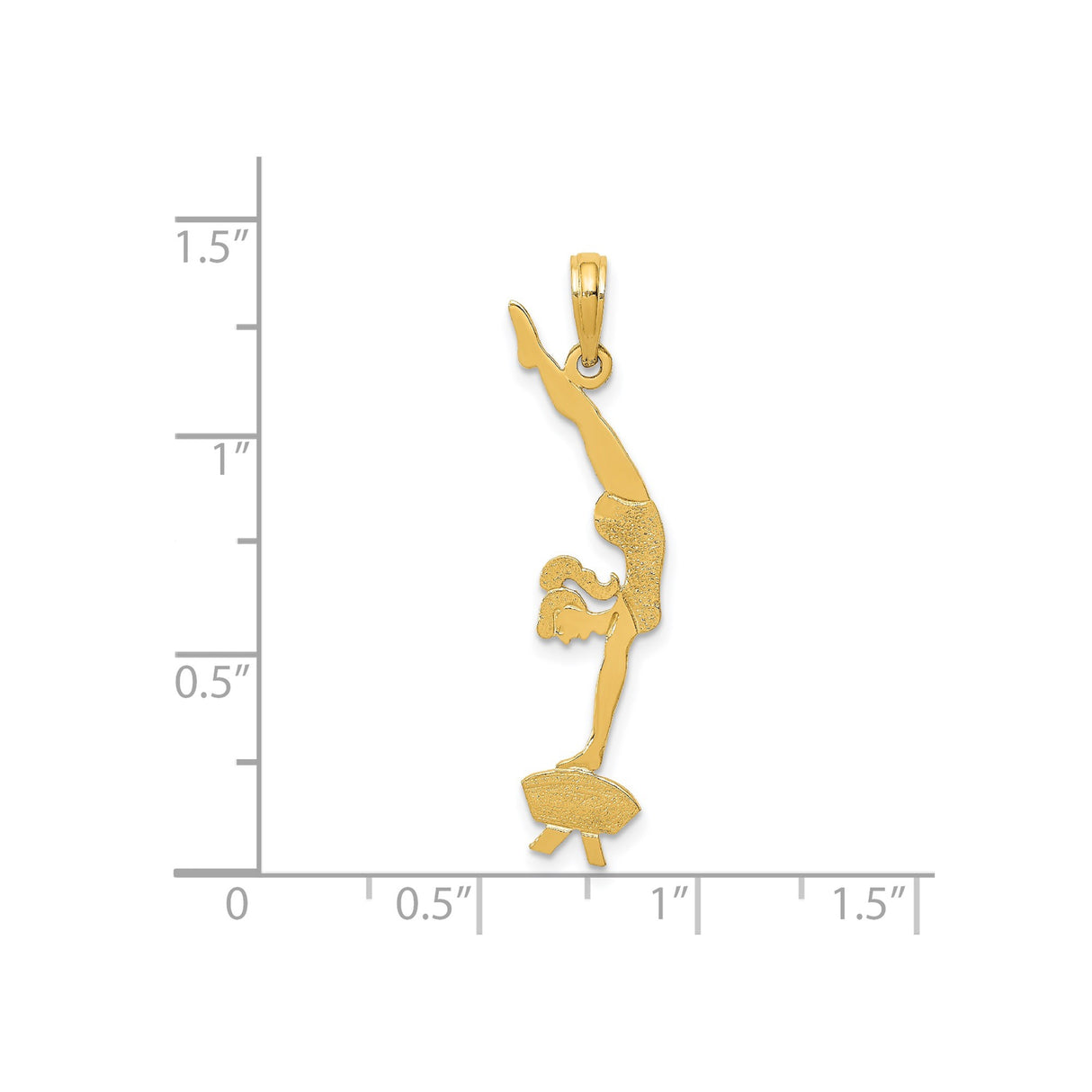 14k Yellow Gold Pendant with Female Gymnast on Balance Beam in Handstand Pose