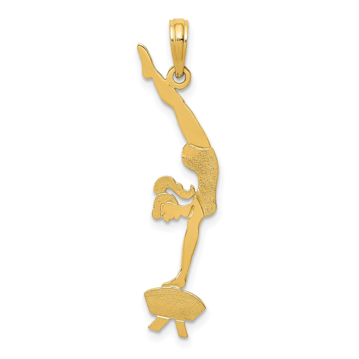14k Yellow Gold Pendant with Female Gymnast on Balance Beam in Handstand Pose