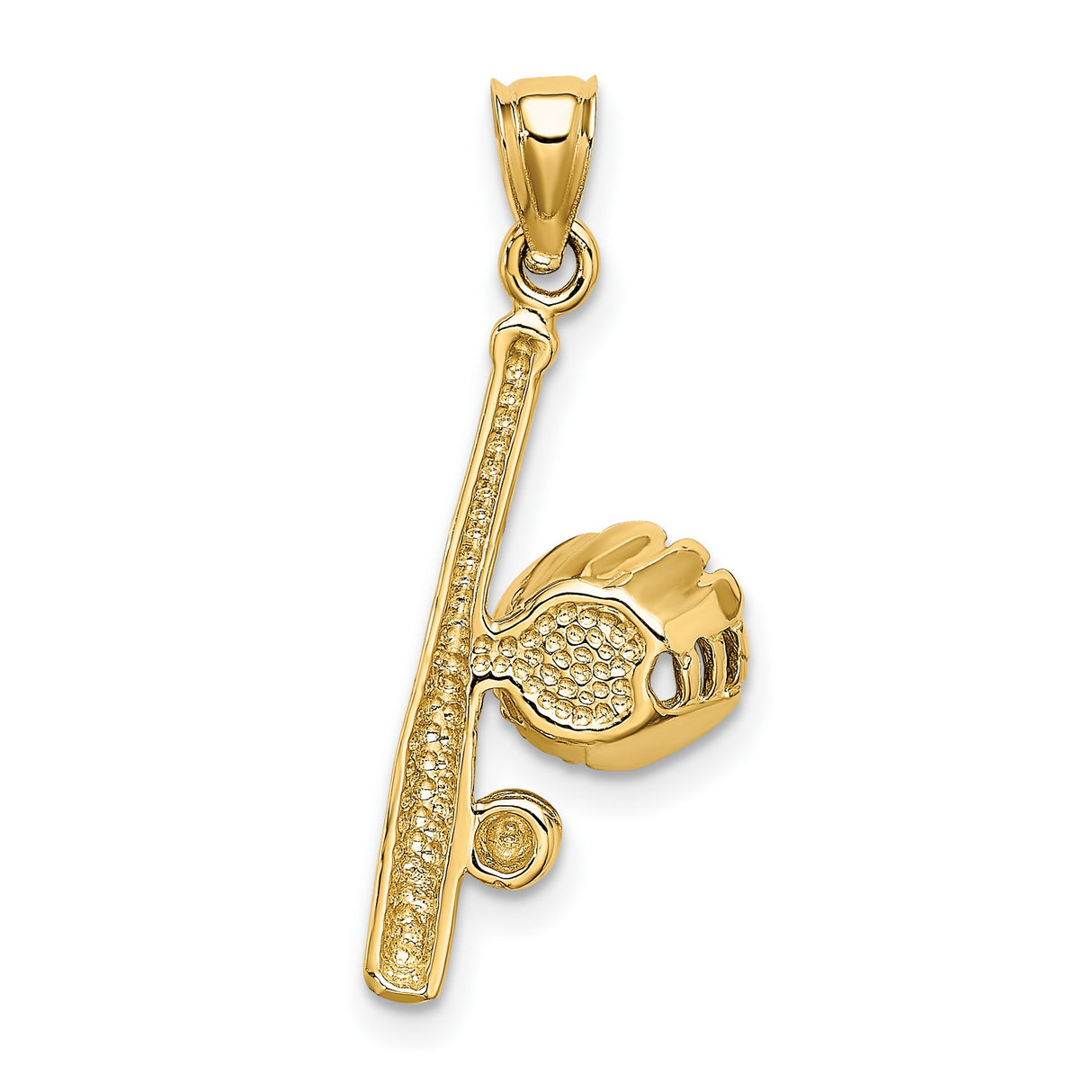 14k Yellow Gold Baseball Pendant with Glove, Bat and Ball Design