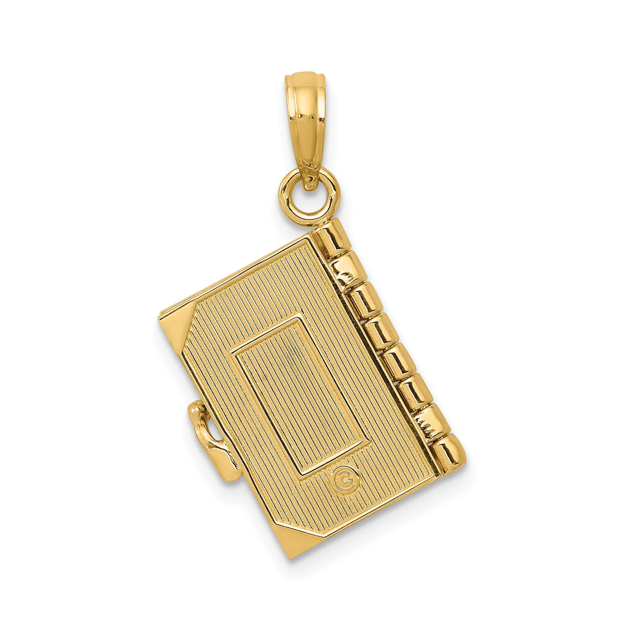 14k Yellow Gold Bible Locket Pendant with Raised Cross, Christian Faith Jewelry for Women or Unisex