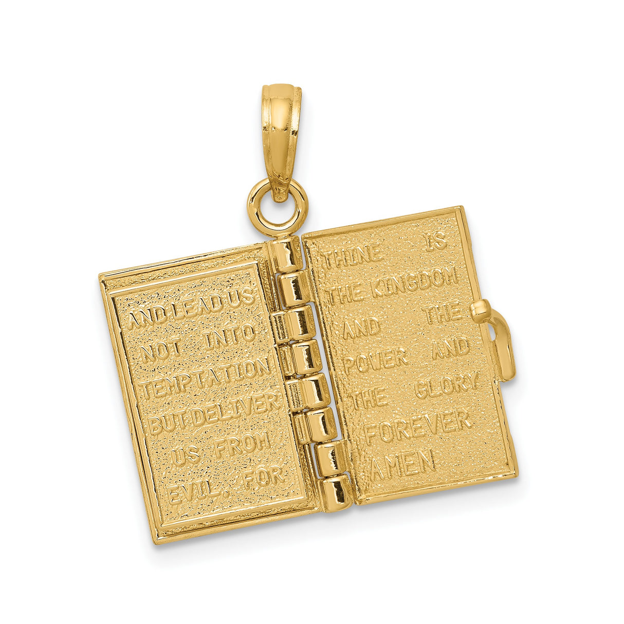 14k Yellow Gold Bible Locket Pendant with Raised Cross, Christian Faith Jewelry for Women or Unisex