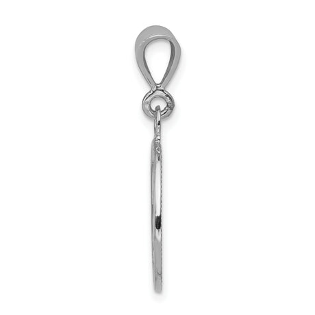 14k White Gold Cherub Angel Pendant Medallion with Satin Finish and Hand on Chin Design