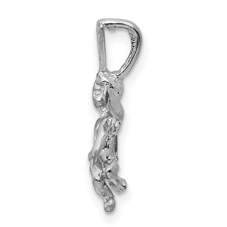 Satin Angel With Bent Knee Charm Pendant in Real 14k White Gold