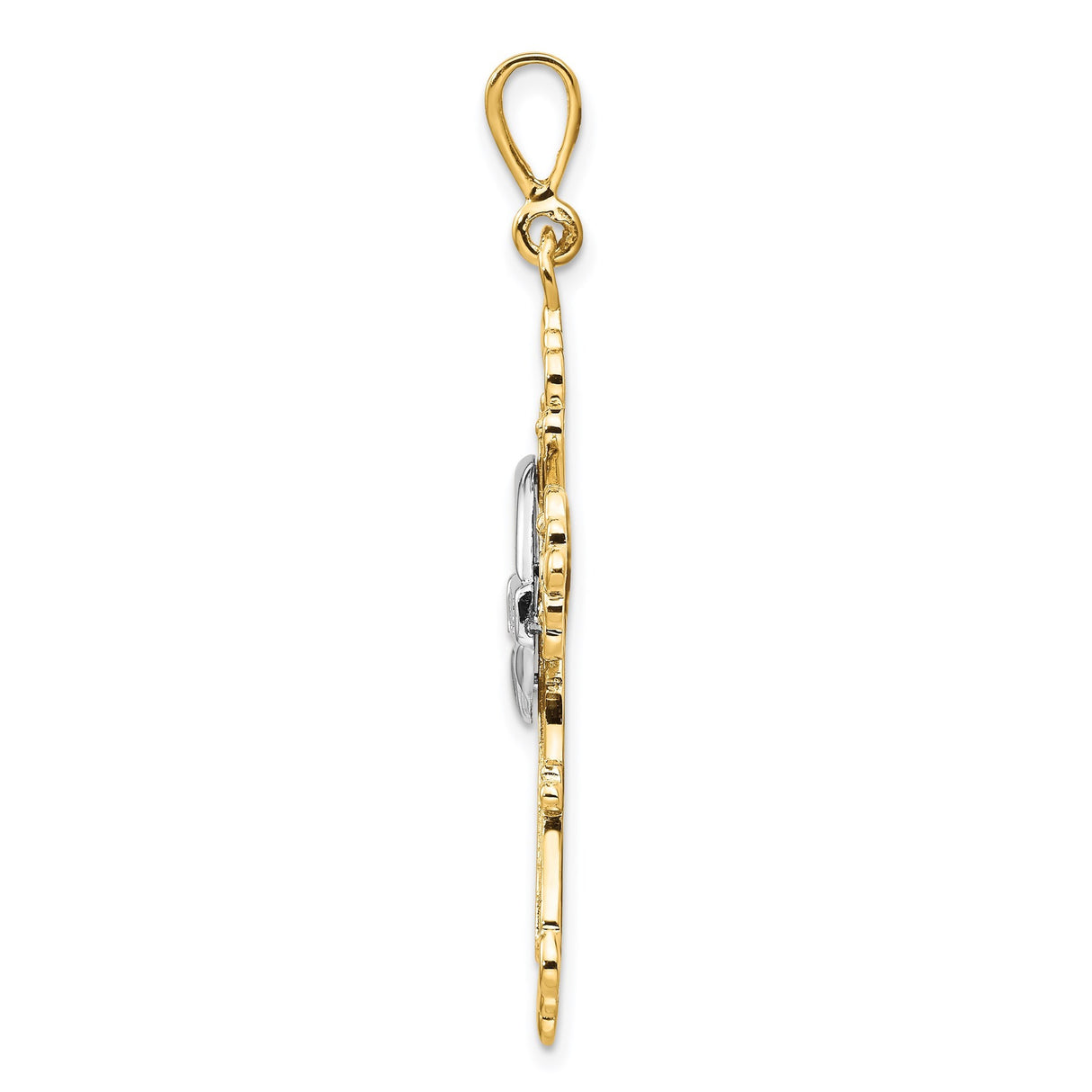 14k Two-Tone Gold Cross Pendant with Patonce Design and Claddagh Symbol Celtic Style