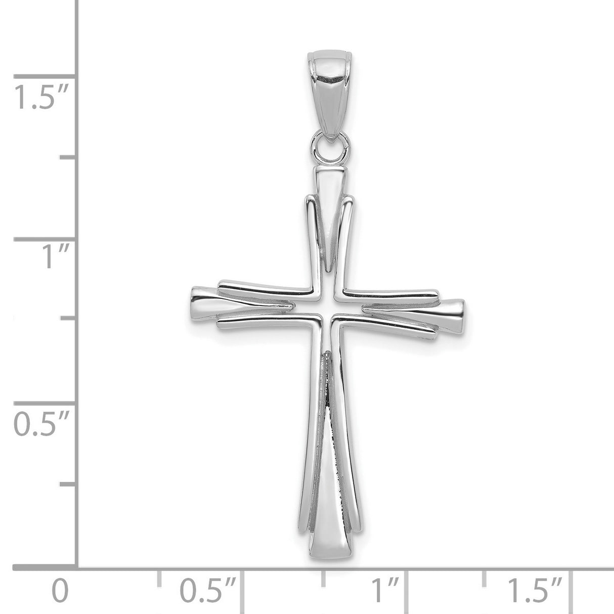 14k White Gold Cross Pendant with Modern Layered Design and Polished Finish for Men and Women