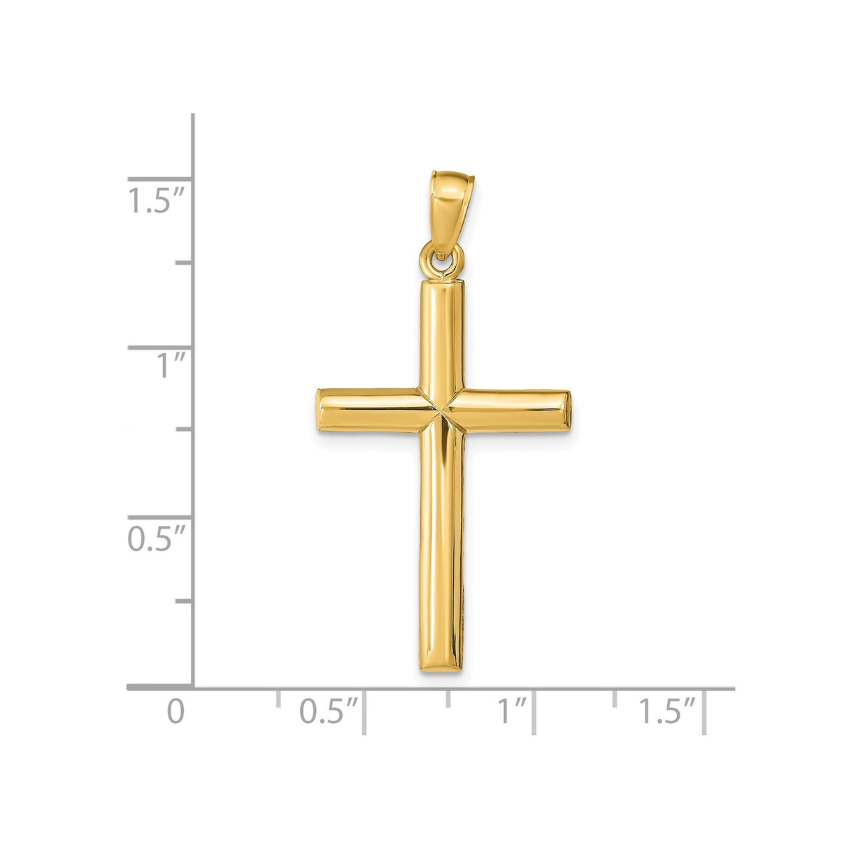 14k Yellow Gold Latin Cross Pendant, Classic Religious Unisex Charm