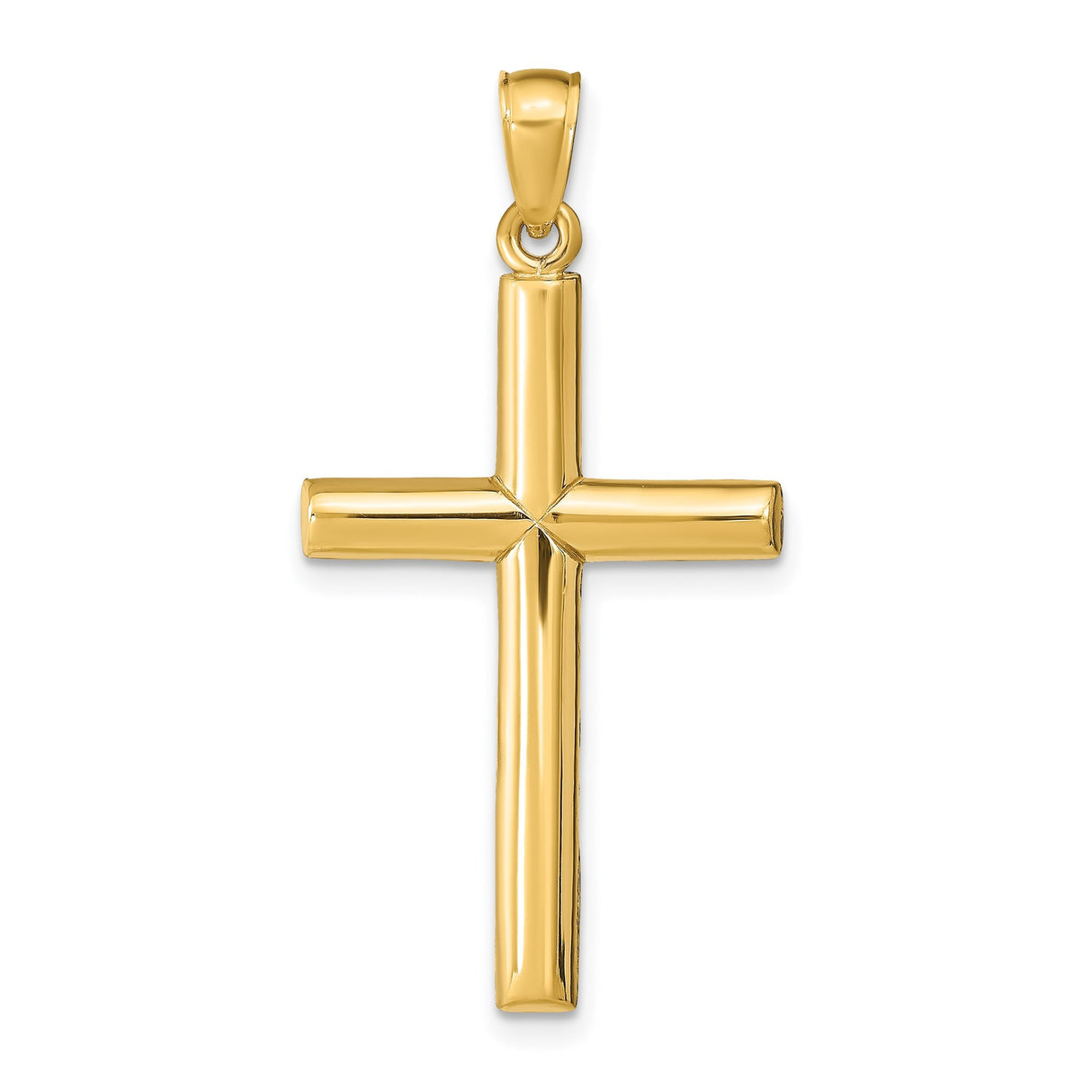 14k Yellow Gold Latin Cross Pendant, Classic Religious Unisex Charm