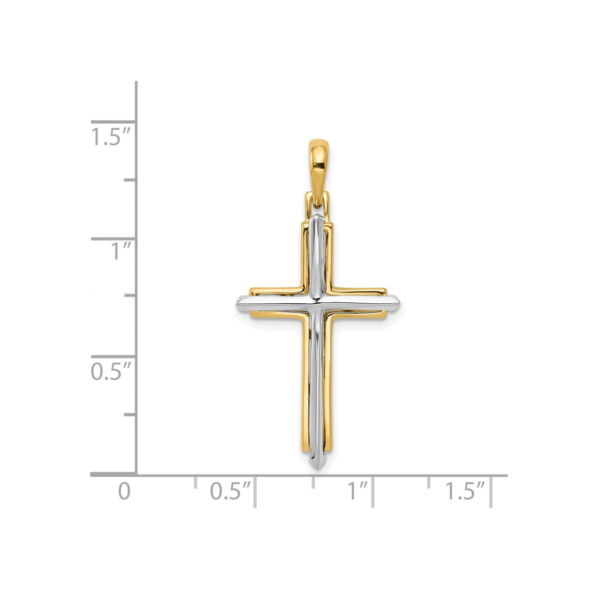 14k Two-Tone Gold Latin Cross Pendant with Modern Design for Men and Women