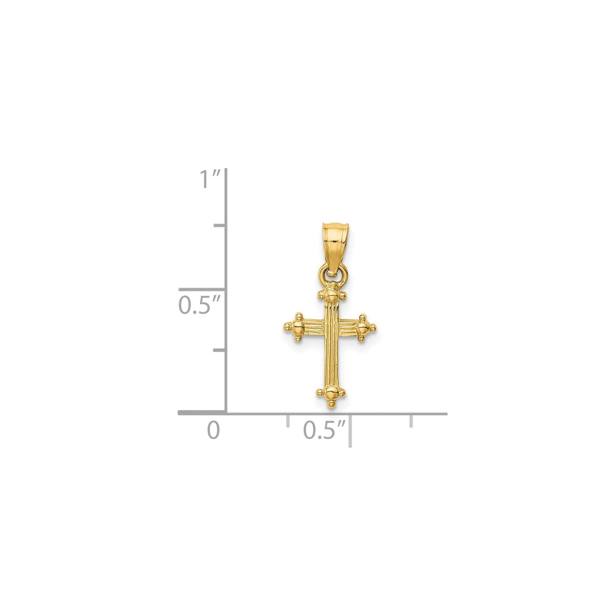 14k Yellow Gold Budded Cross Pendant with Fleur Tips and Bark Texture
