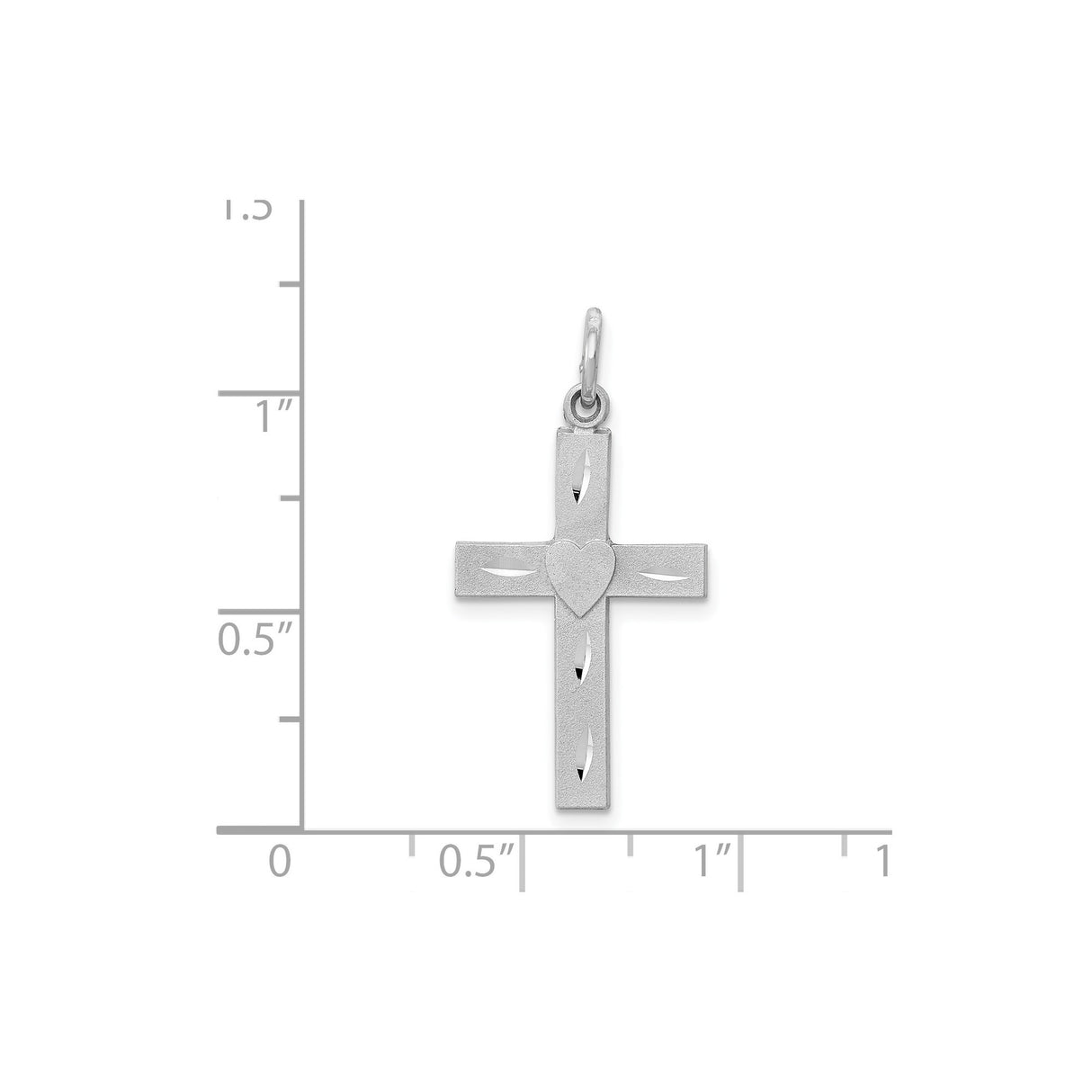 14k White Gold Cross Pendant with Diamond Cut Teardrop Design and Polished Bail