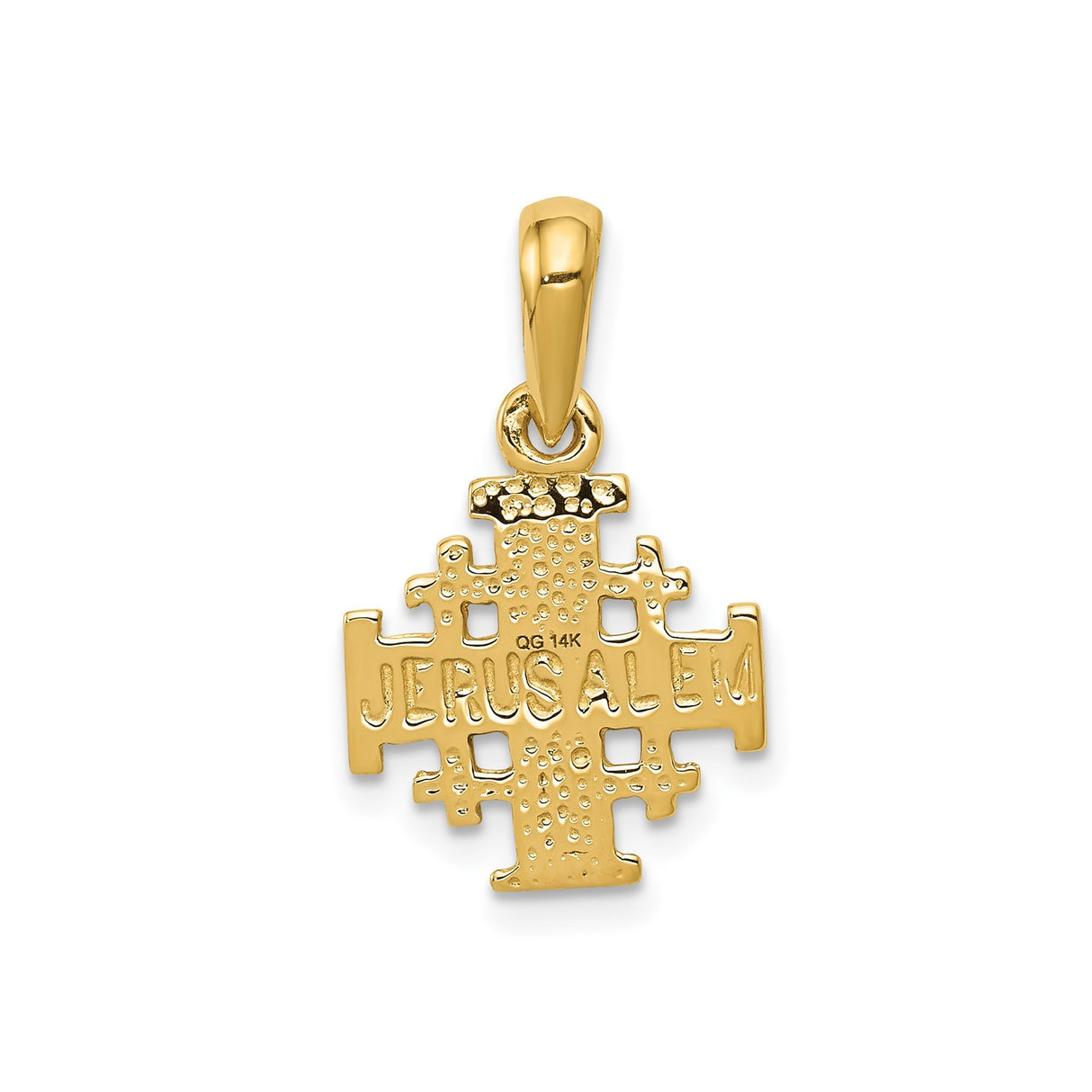 14k Yellow Gold Jerusalem Cross Pendant, Beveled Religious Design for Men and Women